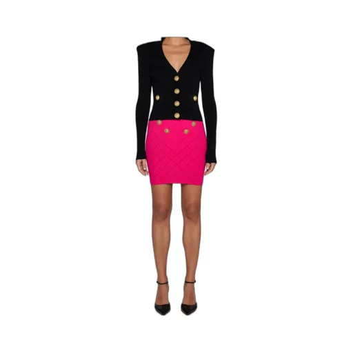 Button Embellished Ribbed Cardigan