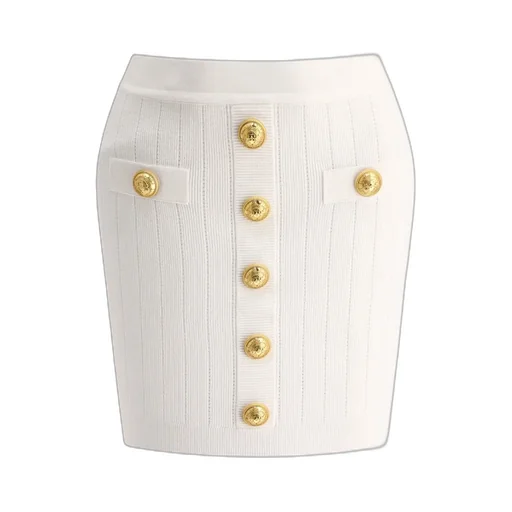 Button Embellished Knitted Skirt