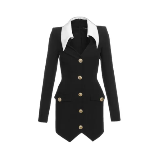 V-Neck Buttoned Mini Dress