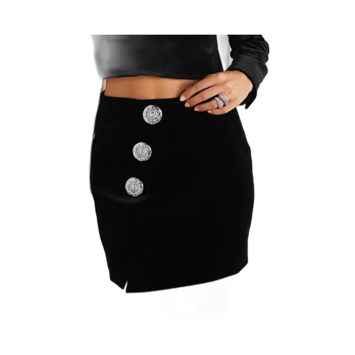 Buttoned High-Waisted Mini Skirt