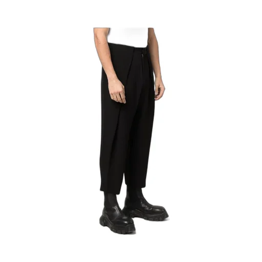Side Folded Crepe Cropped Trousers
