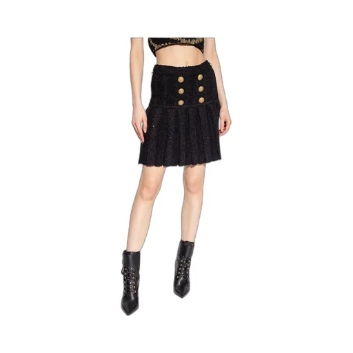 Buttoned Pleated Skirt