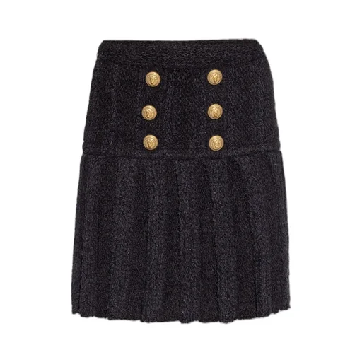 Buttoned Pleated Skirt