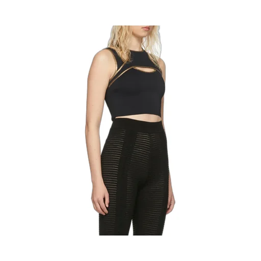 Black And Gold Knit Crop Top