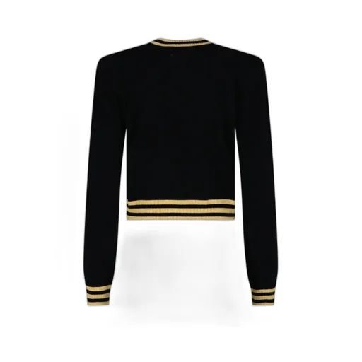 Cropped Wool Sweatshirt With Gold Balmain Logo