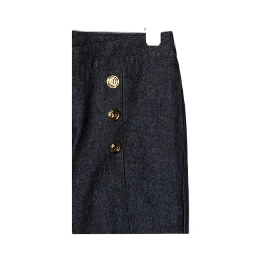 Button-Embossed Skinny Trousers