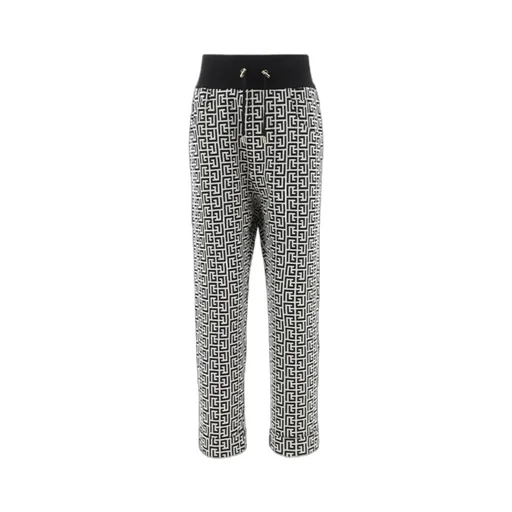 Bicolor Knit Boyfriend Cut Sweatpants With Balmain Monogram