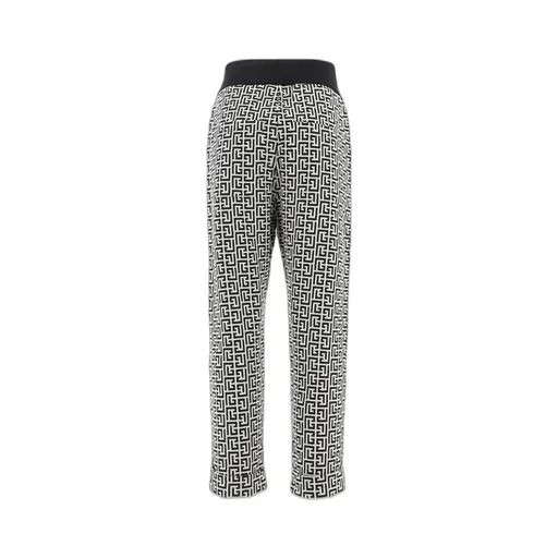 Bicolor Knit Boyfriend Cut Sweatpants With Balmain Monogram