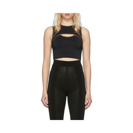 Black And Gold Knit Crop Top