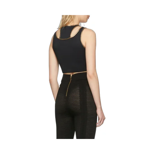 Black And Gold Knit Crop Top