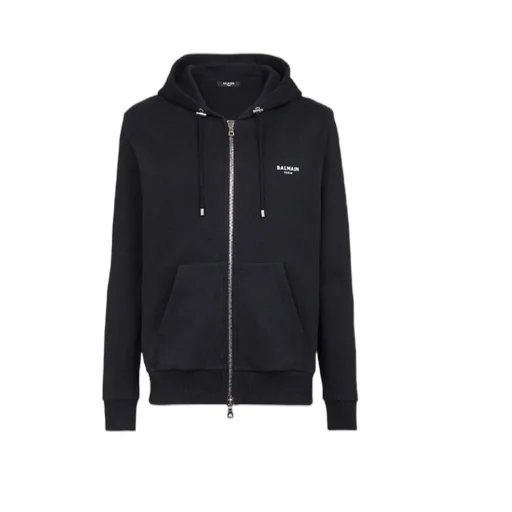 Logo Printed Zipped Drawstring Hoodie