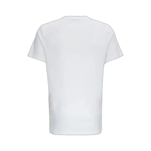 White Cotton T-Shirt With Gold Balmain Paris Logo Print
