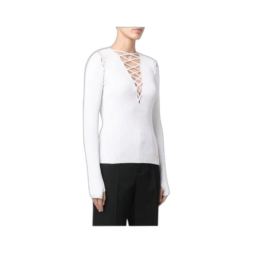 Lace-Up Shoulder Detail Knit Top