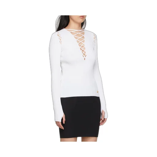 Lace-Up Shoulder Detail Knit Top