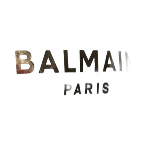 White Cotton T-Shirt With Gold Balmain Paris Logo Print