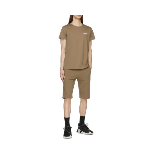 Cotton Shorts With Flocked Balmain Paris Logo