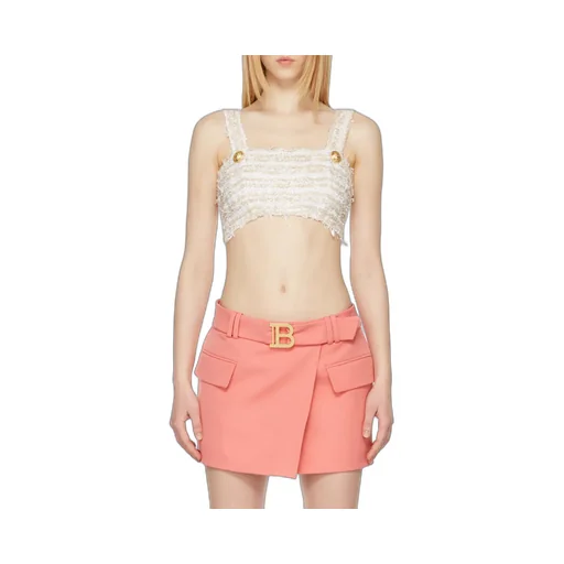 White Tweed Sports Bra Crop Top