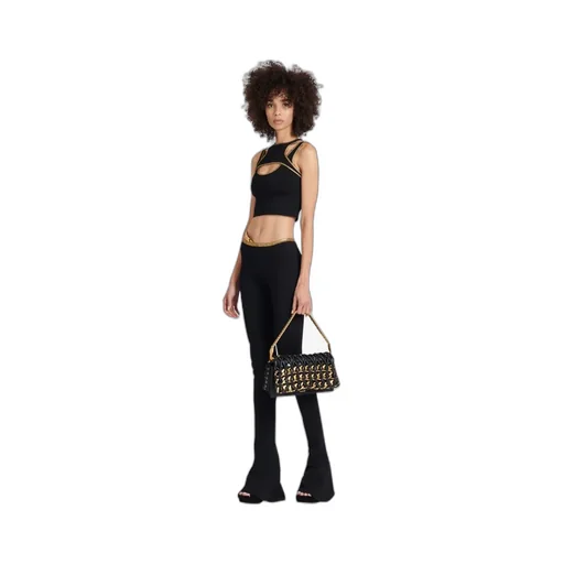 Black And Gold Knit Crop Top