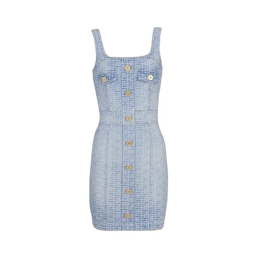 Monogram Debossed Square-Neck Mini Dress