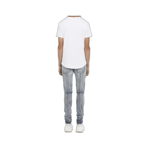 Cotton T-Shirt With Flocked Black Velvet Balmain Medallion