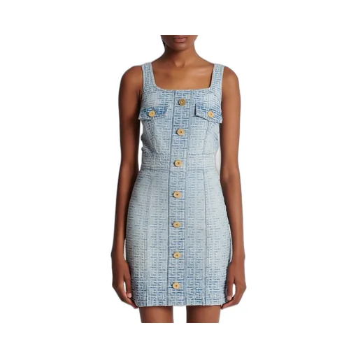 Monogram Debossed Square-Neck Mini Dress