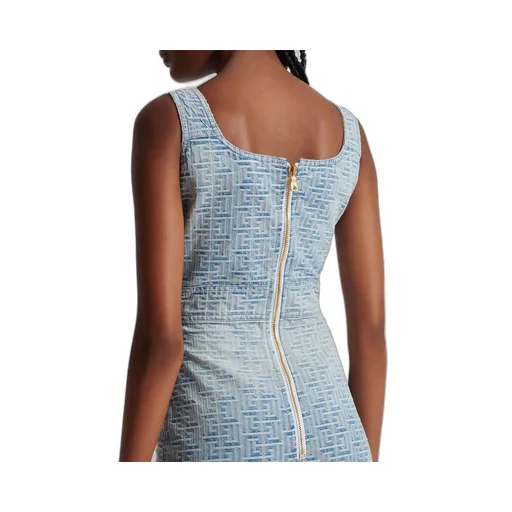 Monogram Debossed Square-Neck Mini Dress