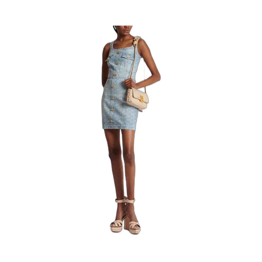 Monogram Debossed Square-Neck Mini Dress