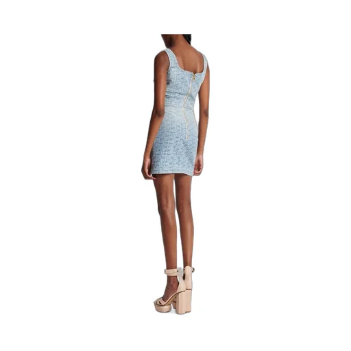 Monogram Debossed Square-Neck Mini Dress
