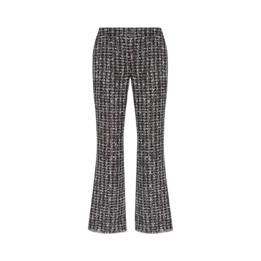 Mid Rise Tweed Flared Trousers