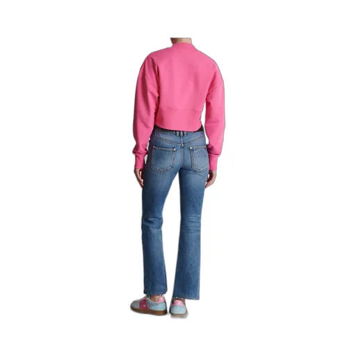 Logo Printed Crewneck Cropped Sweatshirt