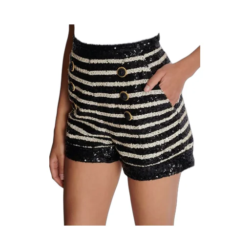 Horizontal Striped Embellished Shorts