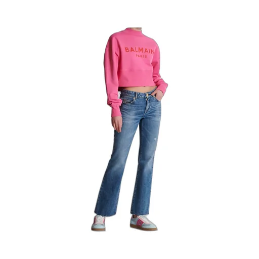 Logo Printed Crewneck Cropped Sweatshirt