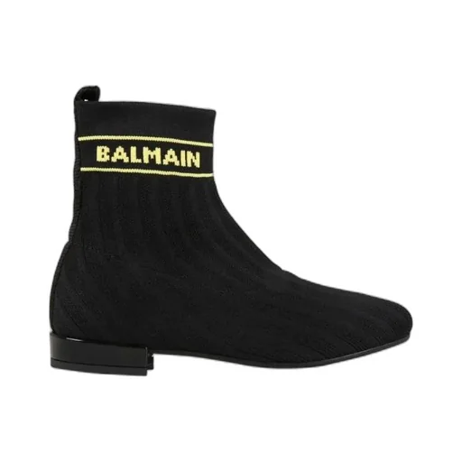 Logo-Knit Almond-Toe Ankle Boots