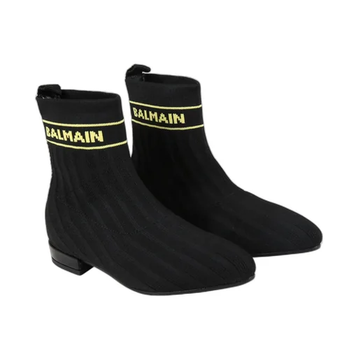 Logo-Knit Almond-Toe Ankle Boots