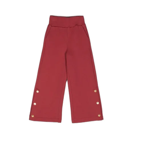 Wide-Leg Cotton Trousers With Decorative Buttons