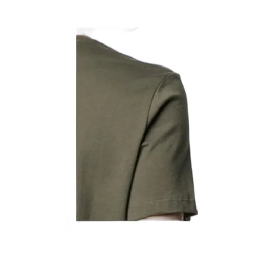 Khaki Cotton T-Shirt With Embossed Logo