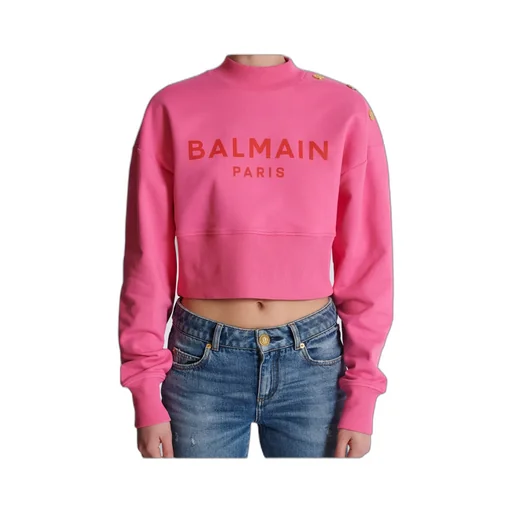 Logo Printed Crewneck Cropped Sweatshirt