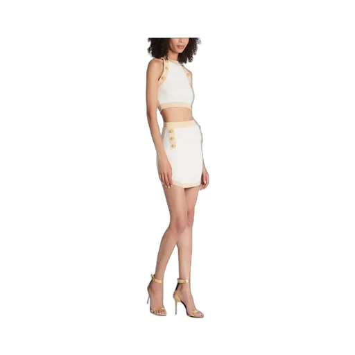 Gold-Trimmed Knit Crop Top