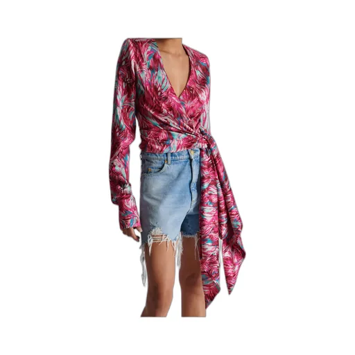 Floral Printed Tie Front Top