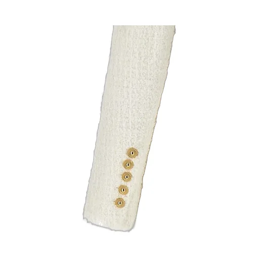 Long Sleeved Button-Detailed Tweed Dress