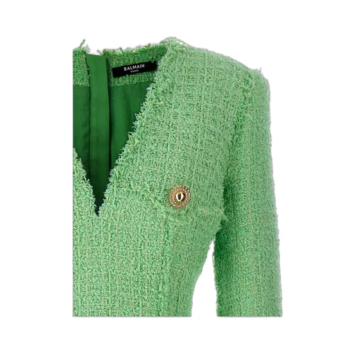 Logo Button Tweed Dress
