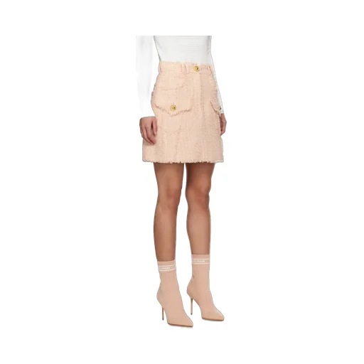 Frayed Hem Tweed Skirt