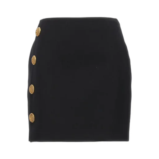 Button Detailed Mini Asymmetrical Skirt