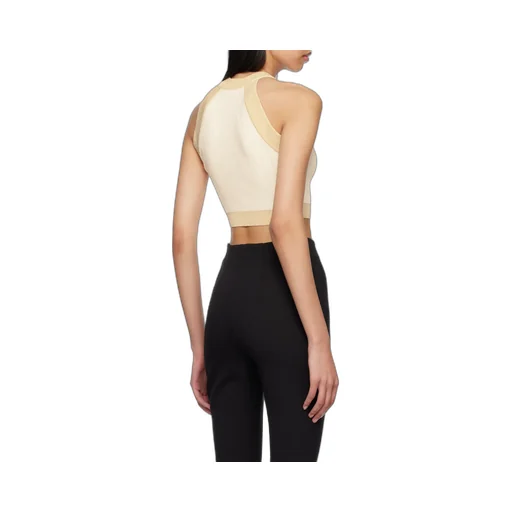 Gold-Trimmed Knit Crop Top