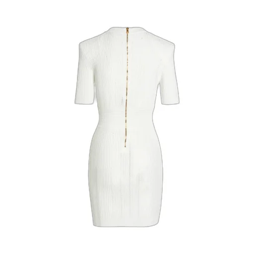 Ribbed-Knit Buttoned Minidress