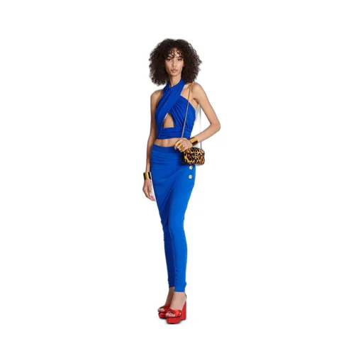 Ruched Halter Neck Crossover Top