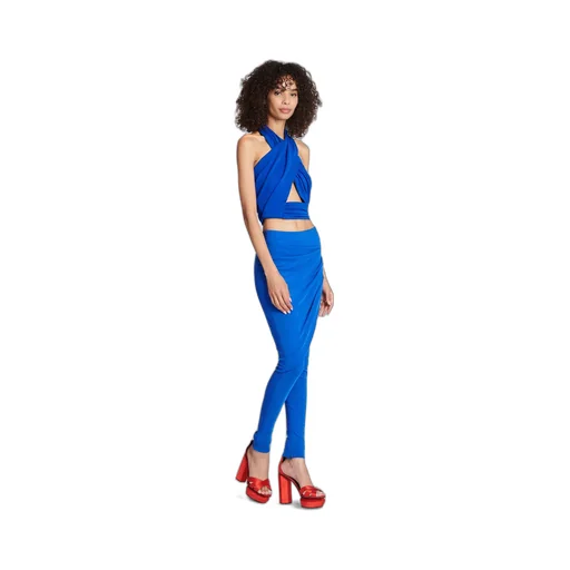 Ruched Halter Neck Crossover Top