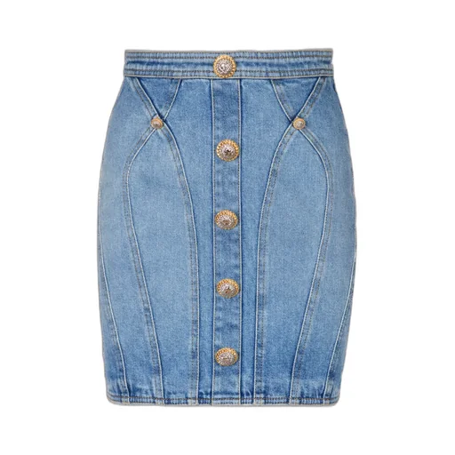 Buttoned Denim Skirt