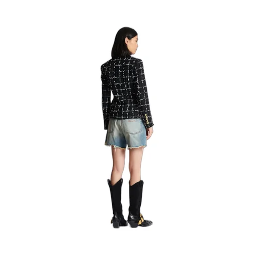 Check Tweed 6-Button Jacket