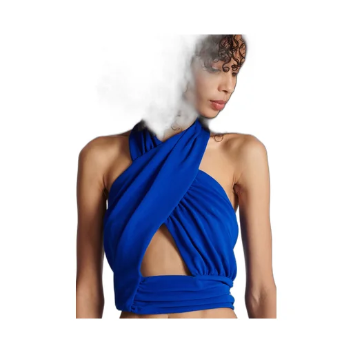 Ruched Halter Neck Crossover Top